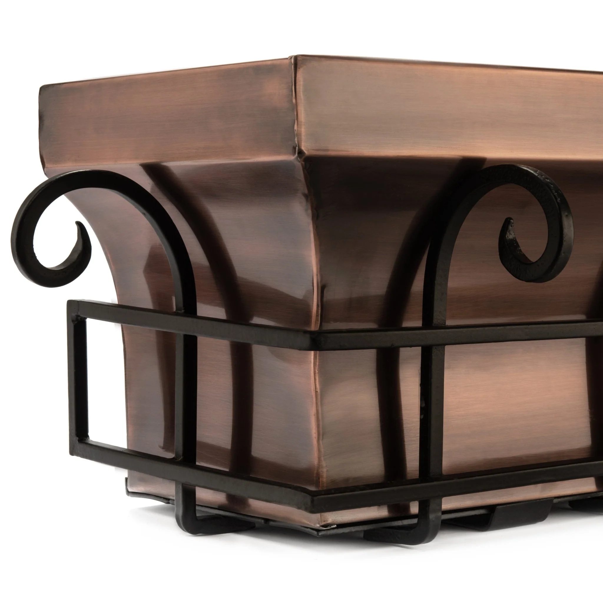 30-Inch Flared Antique Copper Window Box with Scrolled Frame - Image 8