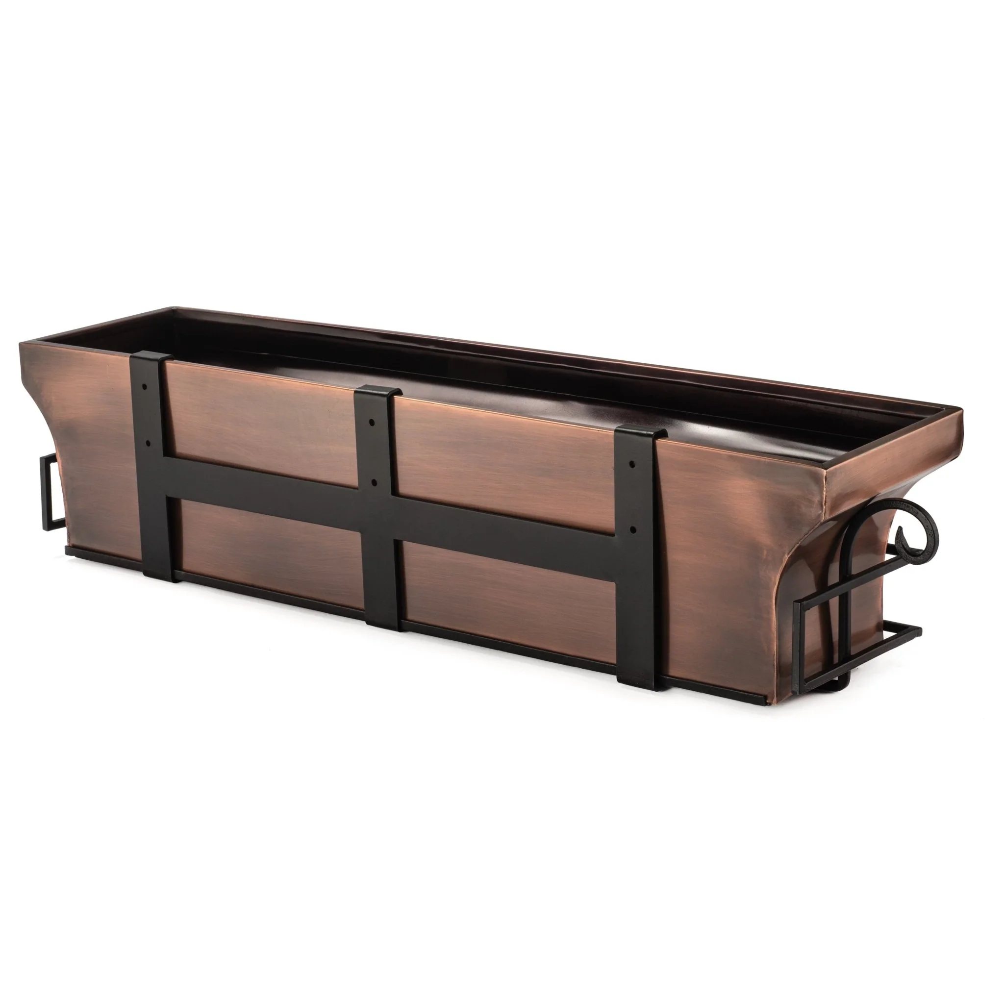 36-Inch Flared Antique Copper Window Box with Scrolled Frame - Image 7