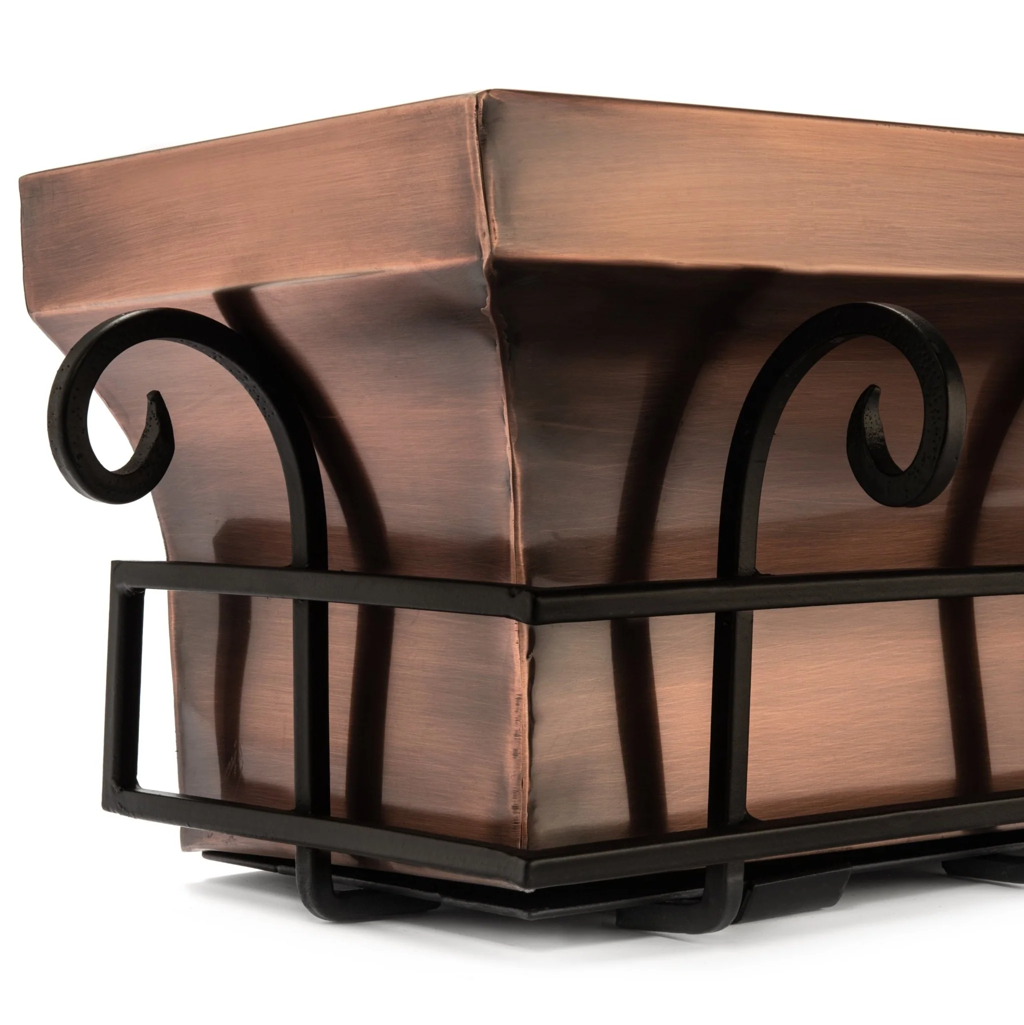 36-Inch Flared Antique Copper Window Box with Scrolled Frame - Image 8