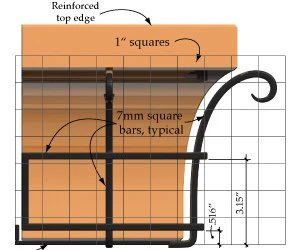 36-Inch Flared Antique Copper Window Box with Scrolled Frame - Image 9