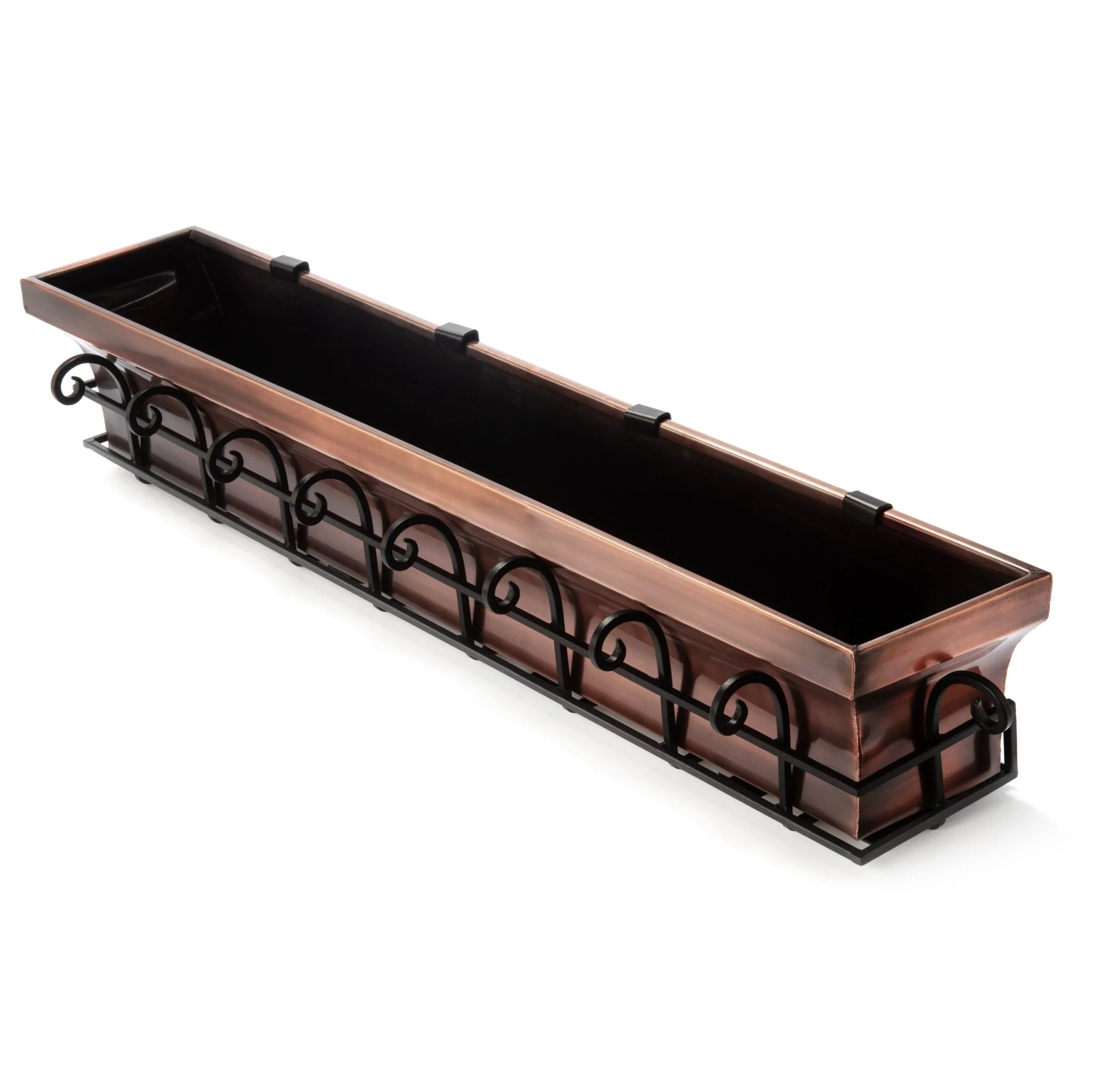 48-Inch Flared Antique Copper Window Box with Scrolled Frame - Image 10