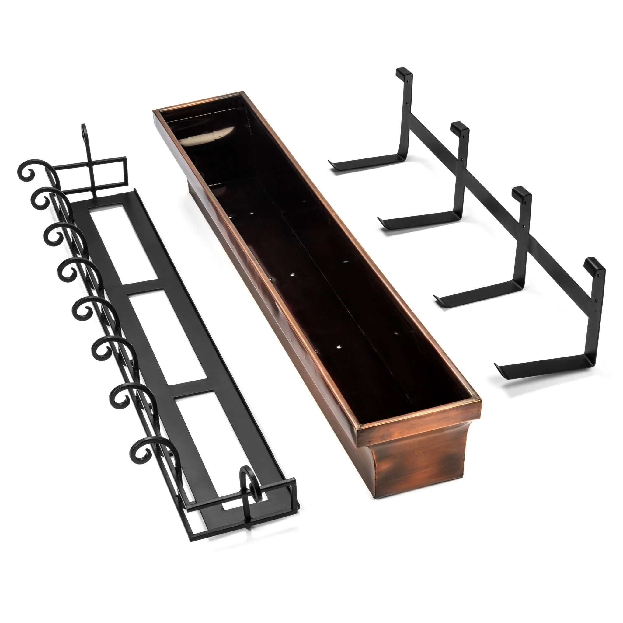 48-Inch Flared Antique Copper Window Box with Scrolled Frame - Image 6