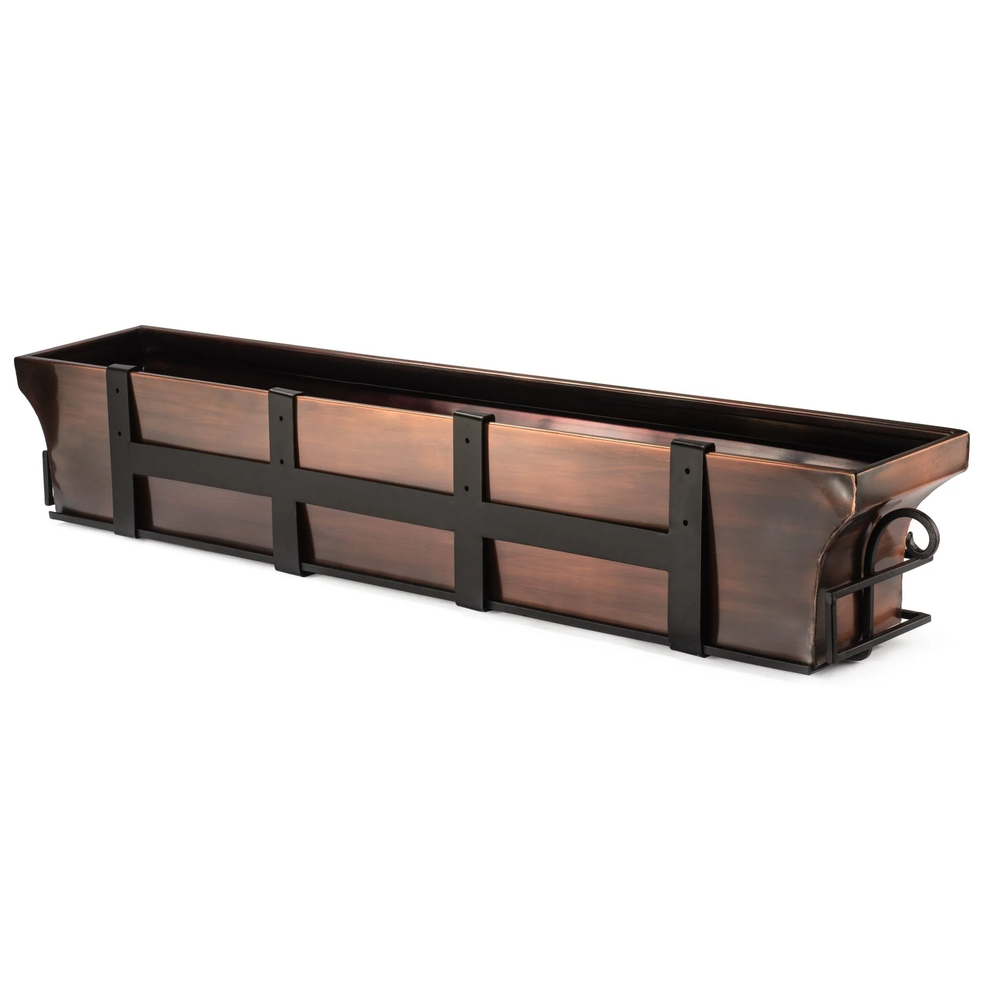 48-Inch Flared Antique Copper Window Box with Scrolled Frame - Image 8