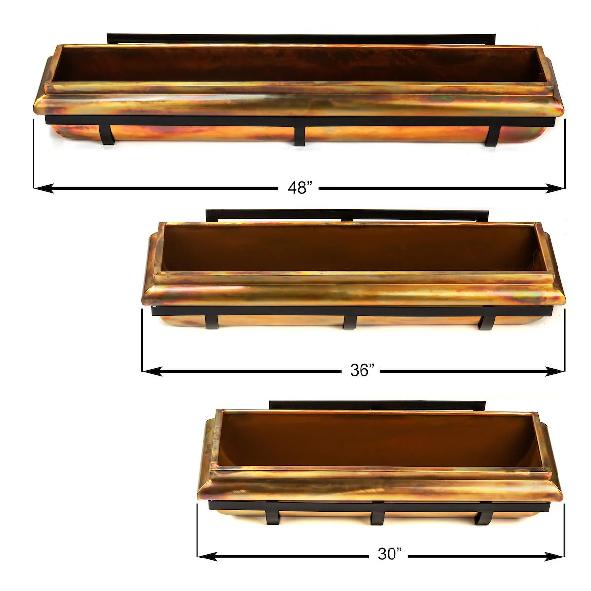 30-Inch Rustic Copper Window Box with Metal Frame - Image 10