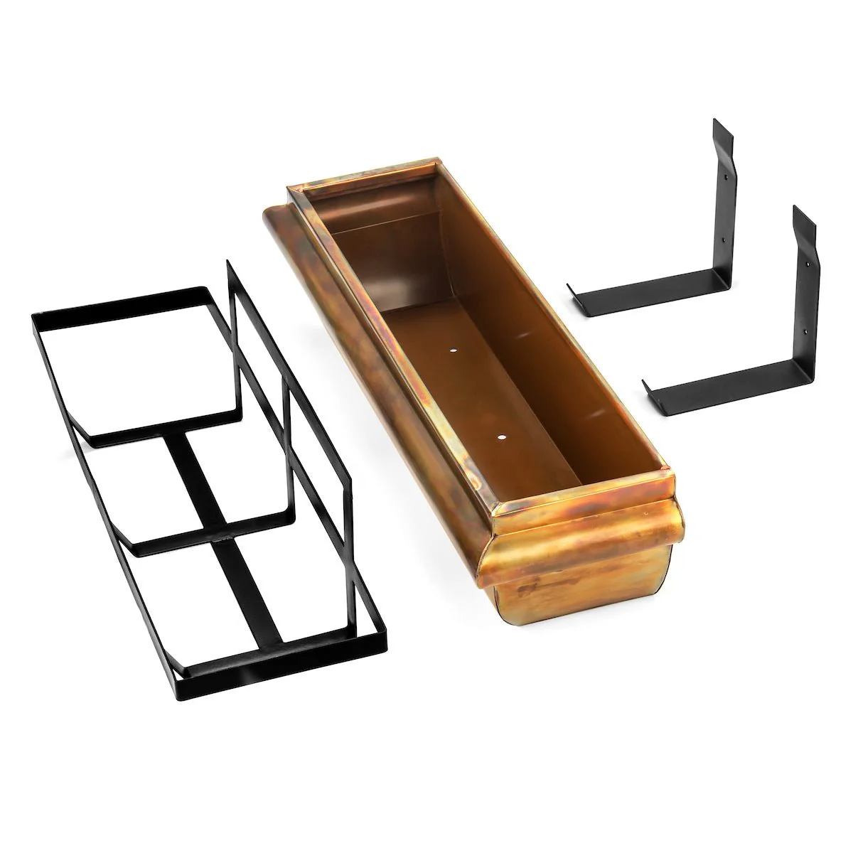 30-Inch Rustic Copper Window Box with Metal Frame - Image 3