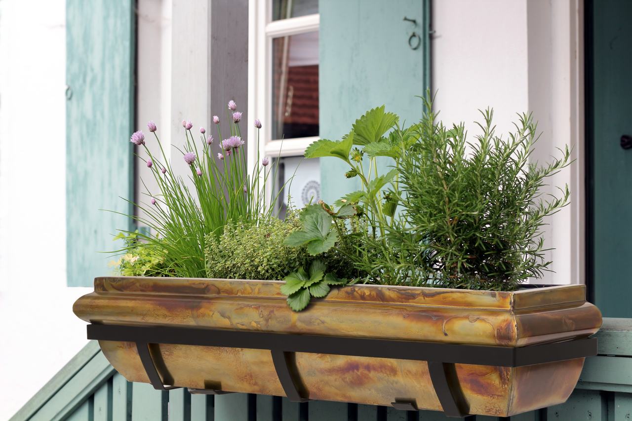 30-Inch Rustic Copper Window Box with Metal Frame - Image 6