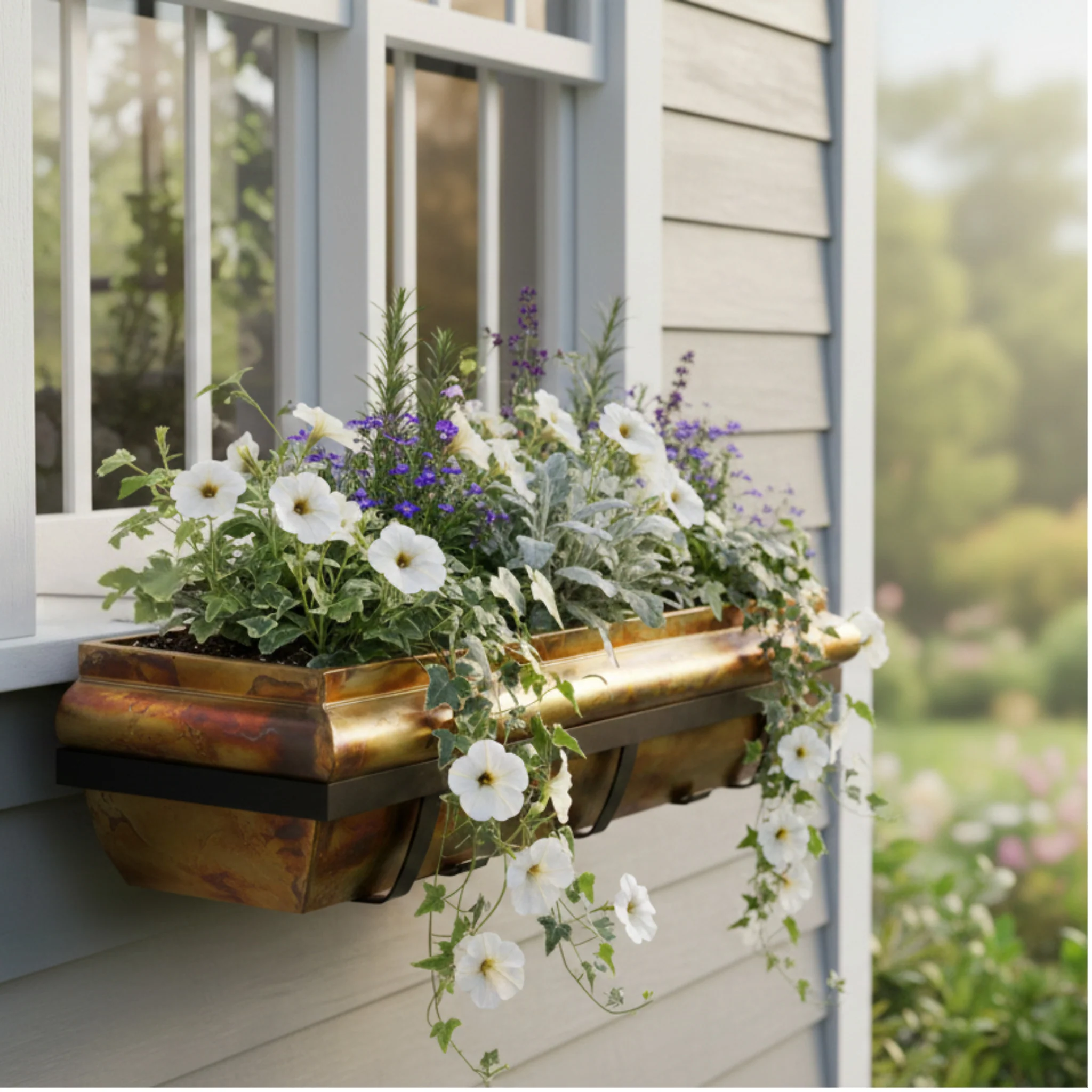 30-Inch Rustic Copper Window Box with Metal Frame - Image 7