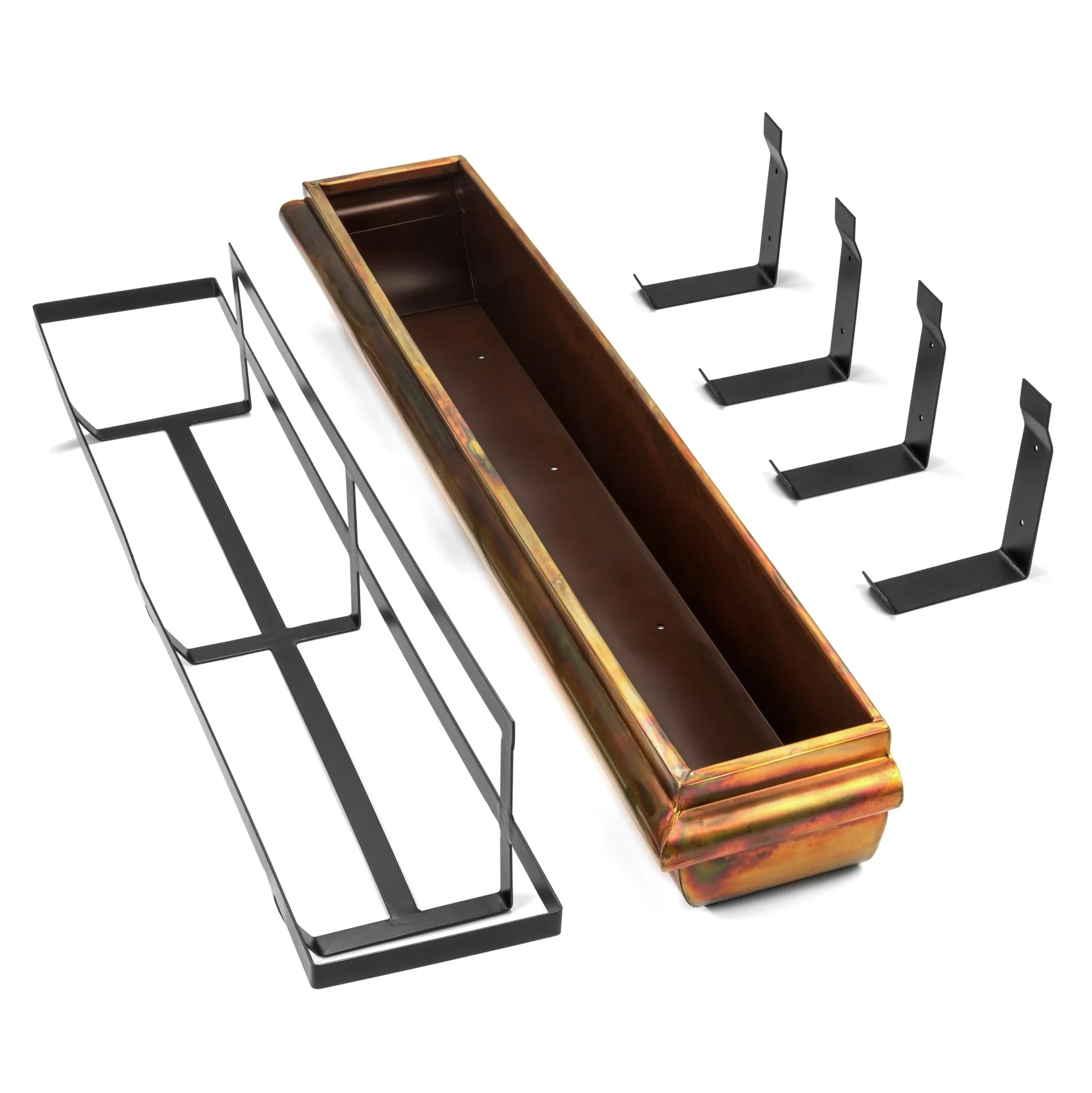 48-Inch Rustic Copper Window Box with Metal Frame - Image 5