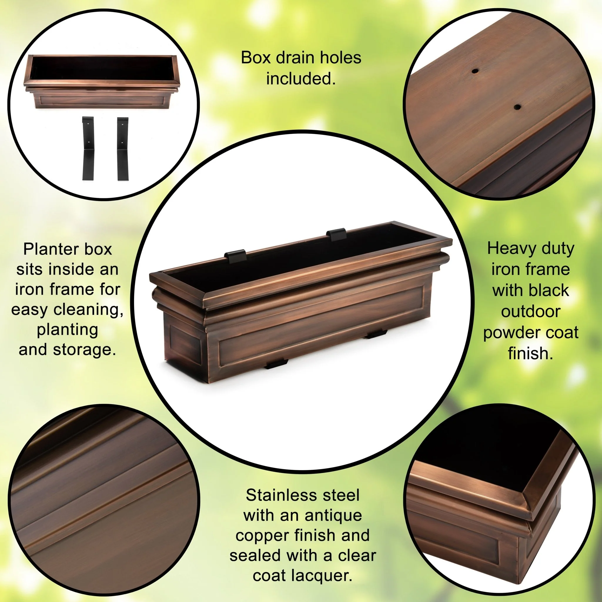 30-Inch Williamsburg Window Box with Metal Brackets - Image 3