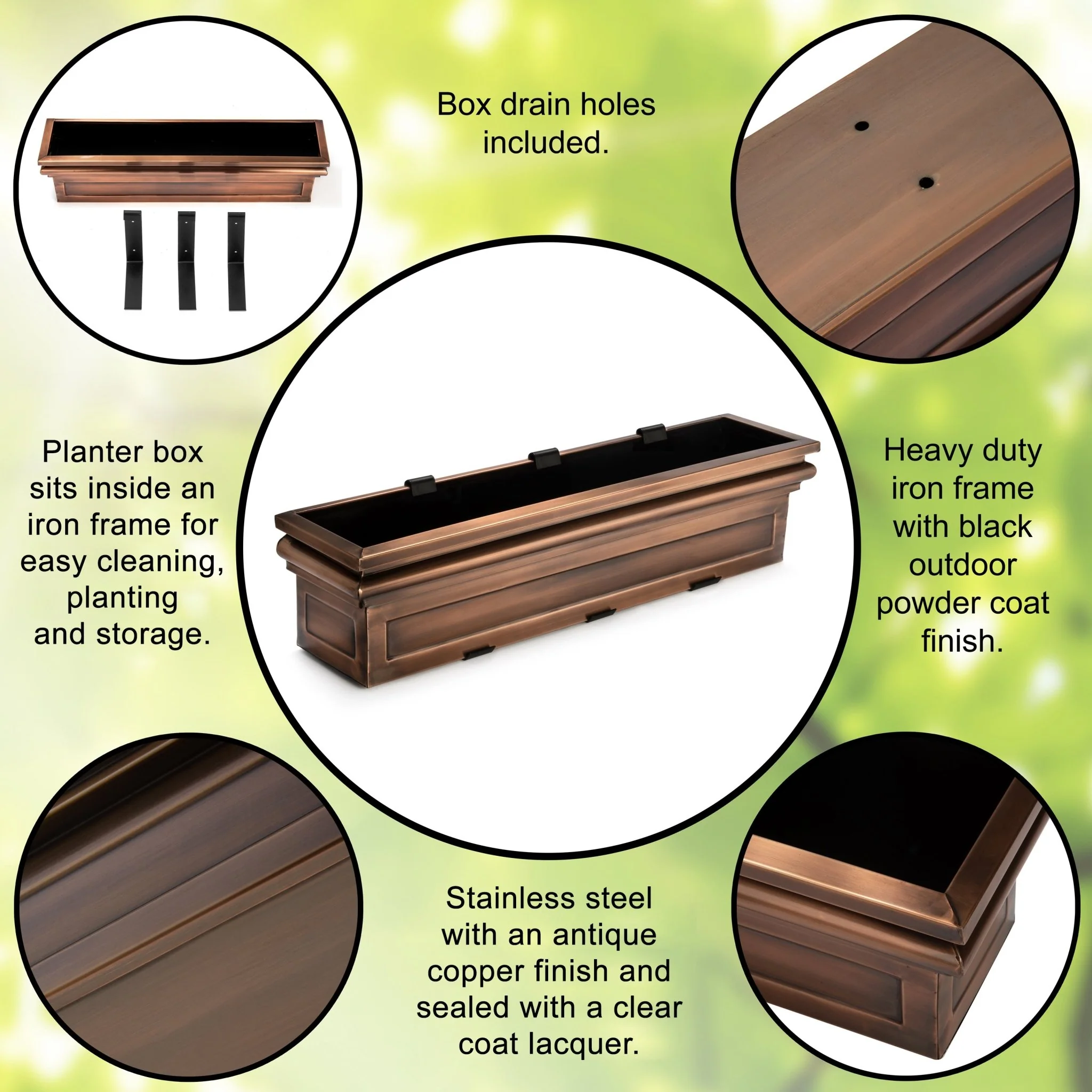 36-Inch Williamsburg Window Box with Metal Brackets - Image 3