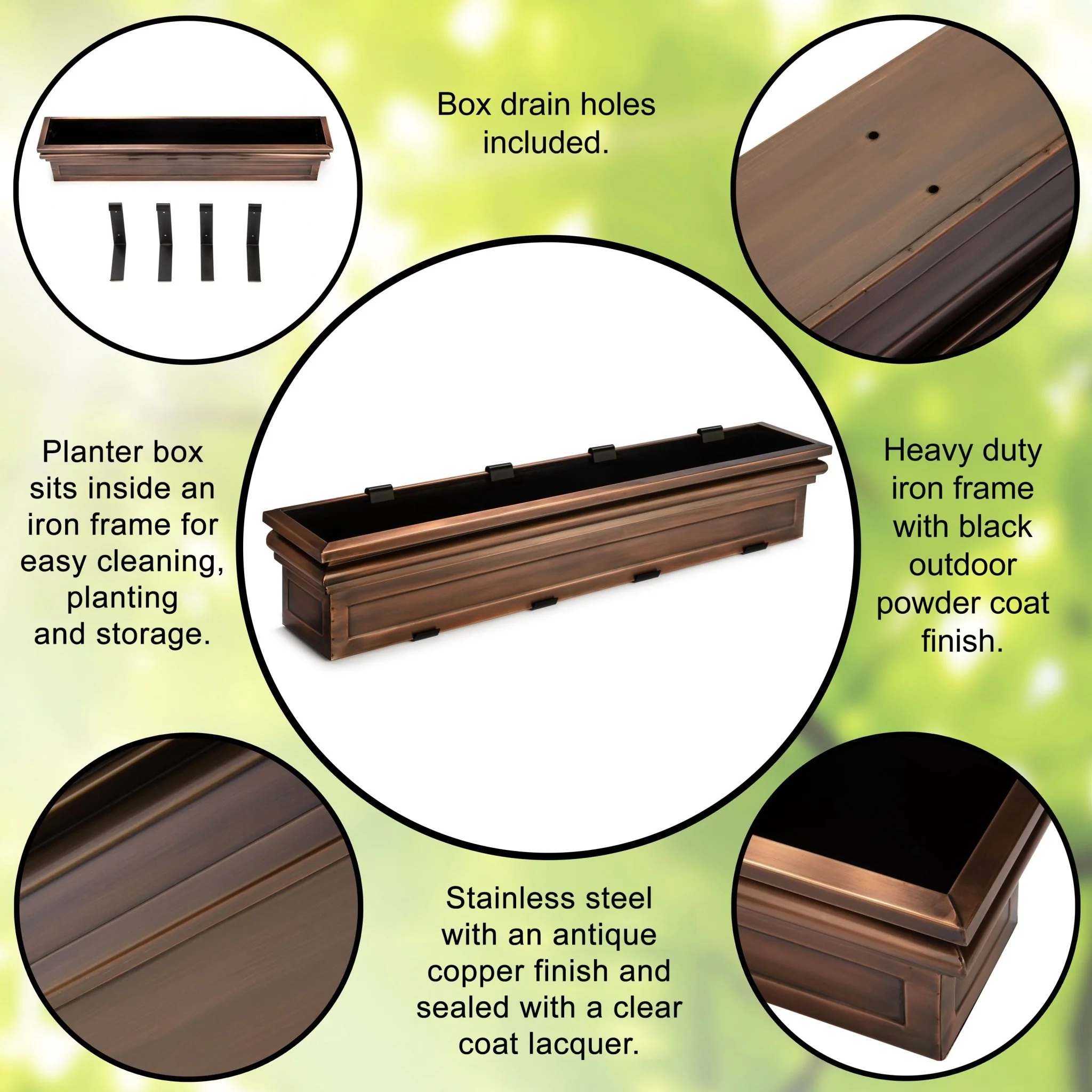 48-Inch Williamsburg Window Box with Metal Brackets - Image 3